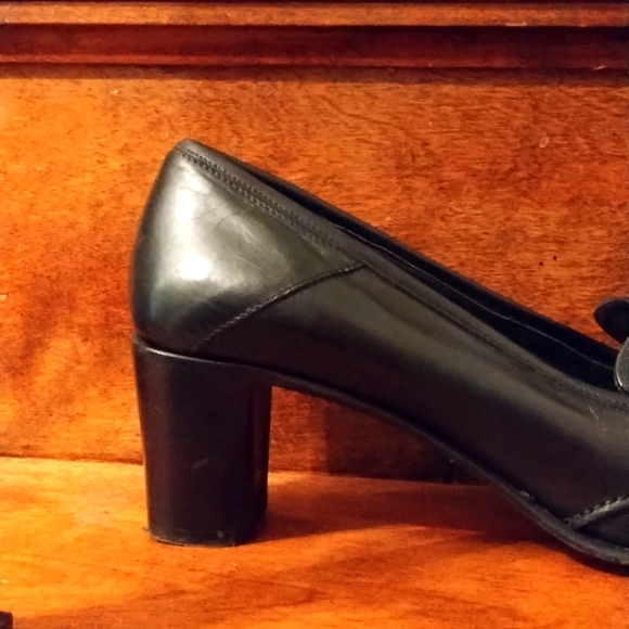 Vintage Black Loafer Heels Via Spiga Oxford Heels - Picture 13 of 16